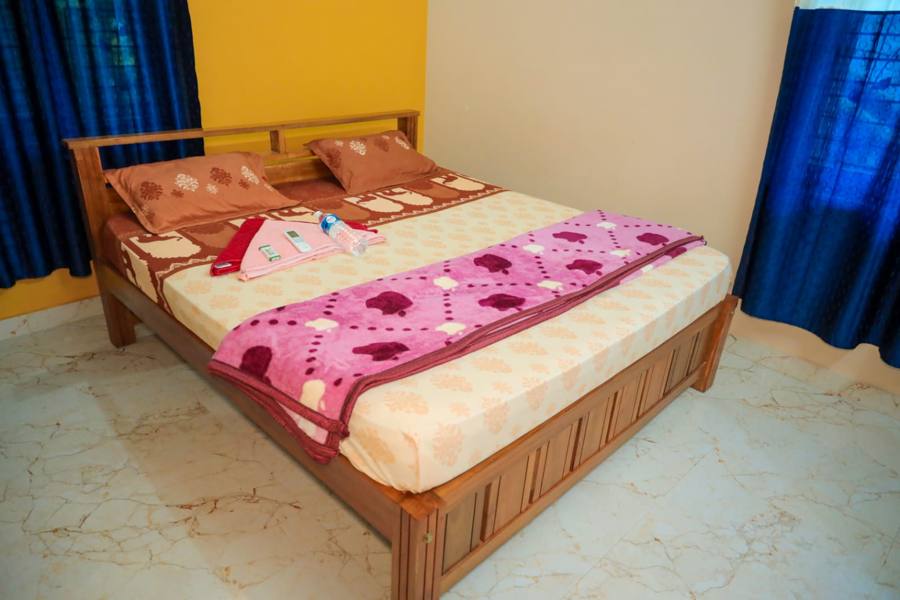 Bedroom with curtains