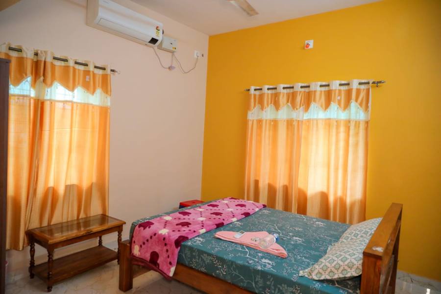Bedroom with warm decor